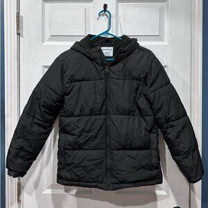 Old Navy Boys Black Hooded Puffer Jacket – Size XL (14/16)